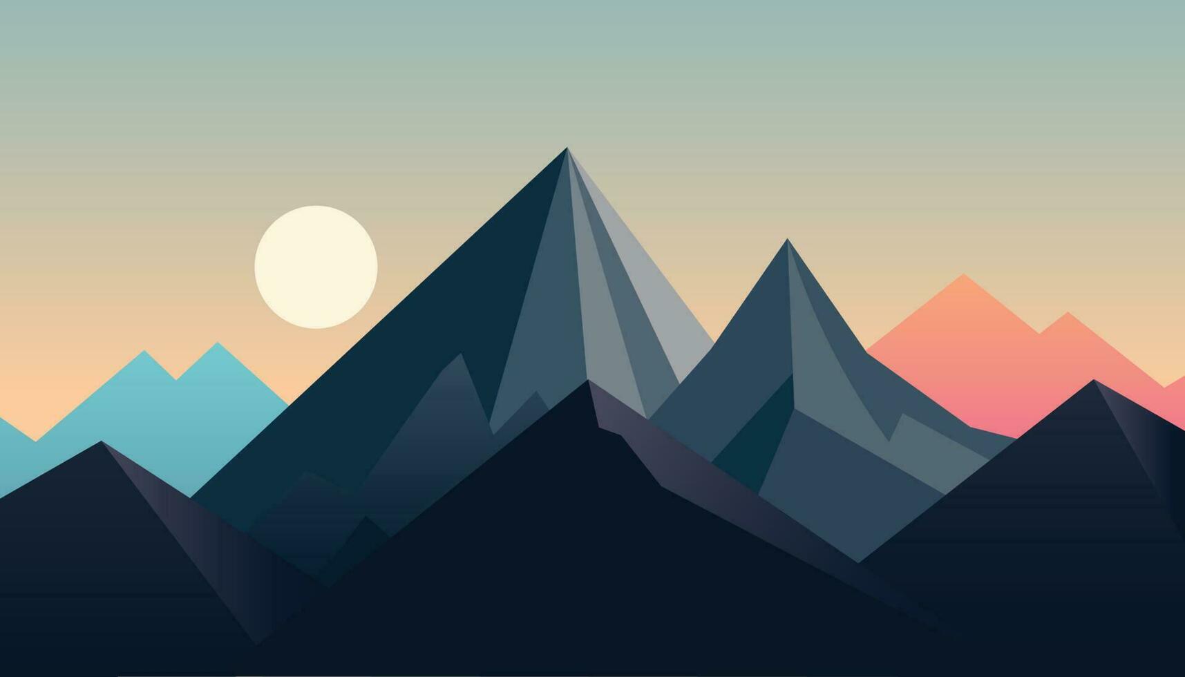 Flat minimalistic design. Panorama of a mountain landscape. Easy to change colors. vector