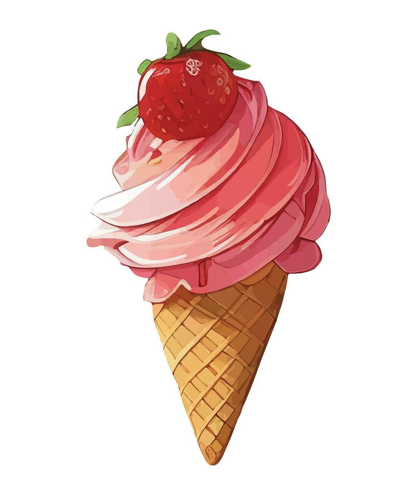 vector, rastreado ilustración ilustración. dulce postre en realista estilo con jugoso fresas vector