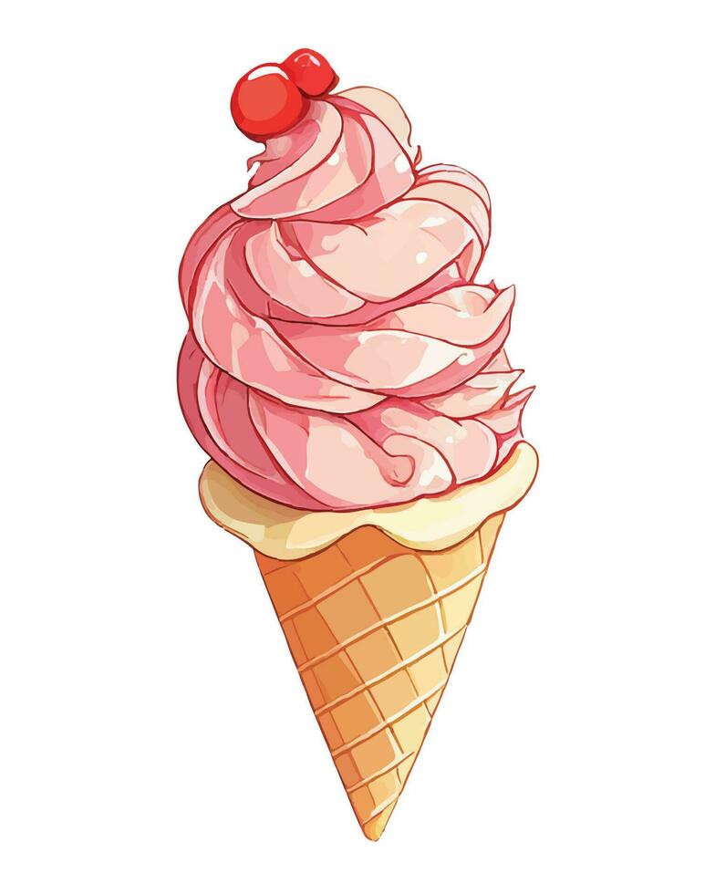 vector, rastreado ilustración ilustración. dulce postre en realista estilo con jugoso fresas vector