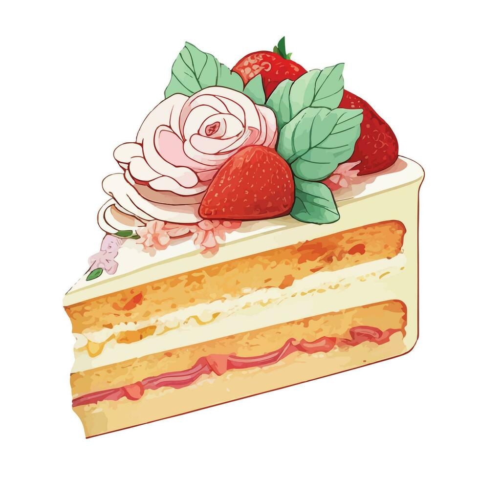 linda mapa de bits detallado imagen de un delicioso fresa mollete. dulce postre en realista estilo con jugoso fresas vector