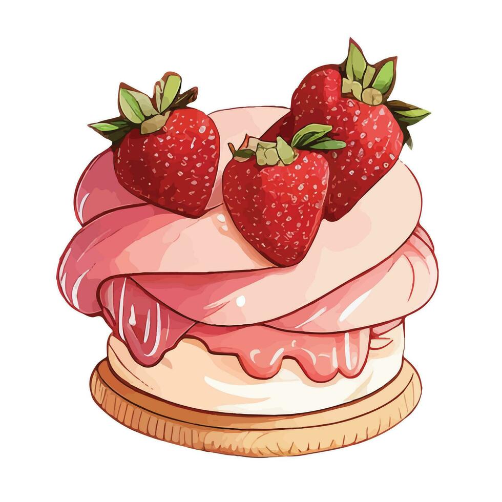 linda mapa de bits detallado imagen de un delicioso fresa mollete. dulce postre en realista estilo con jugoso fresas vector