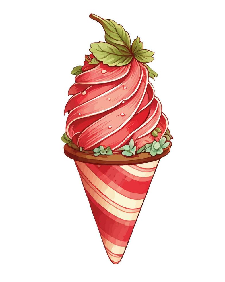 Vector, traced illustration illustration. Sweet dessert in realistic style with juicy strawberries. vector