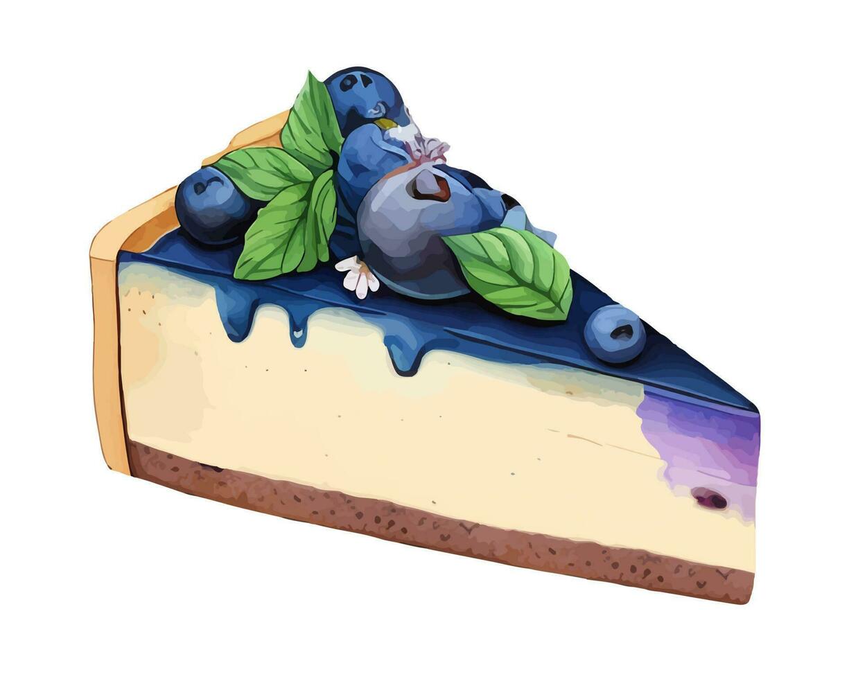 Vector, traced illustration illustration. Sweet dessert in realistic style with juicy blueberry. vector
