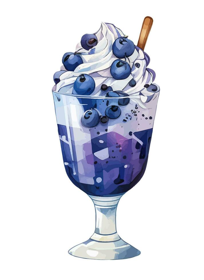 Vector, traced illustration illustration. Sweet dessert in realistic style with juicy blueberry. vector