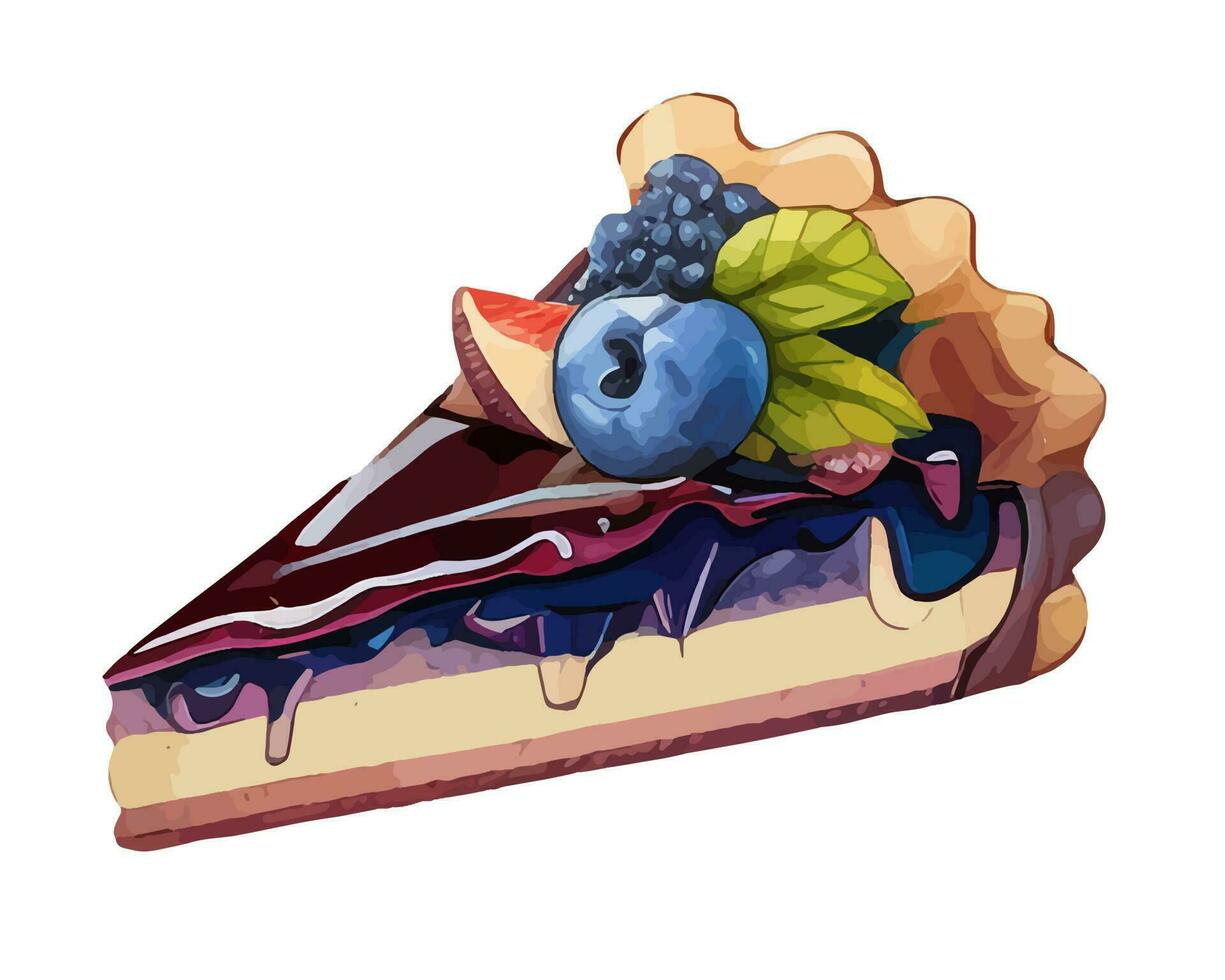 Vector, traced illustration illustration. Sweet dessert in realistic style with juicy blueberry. vector