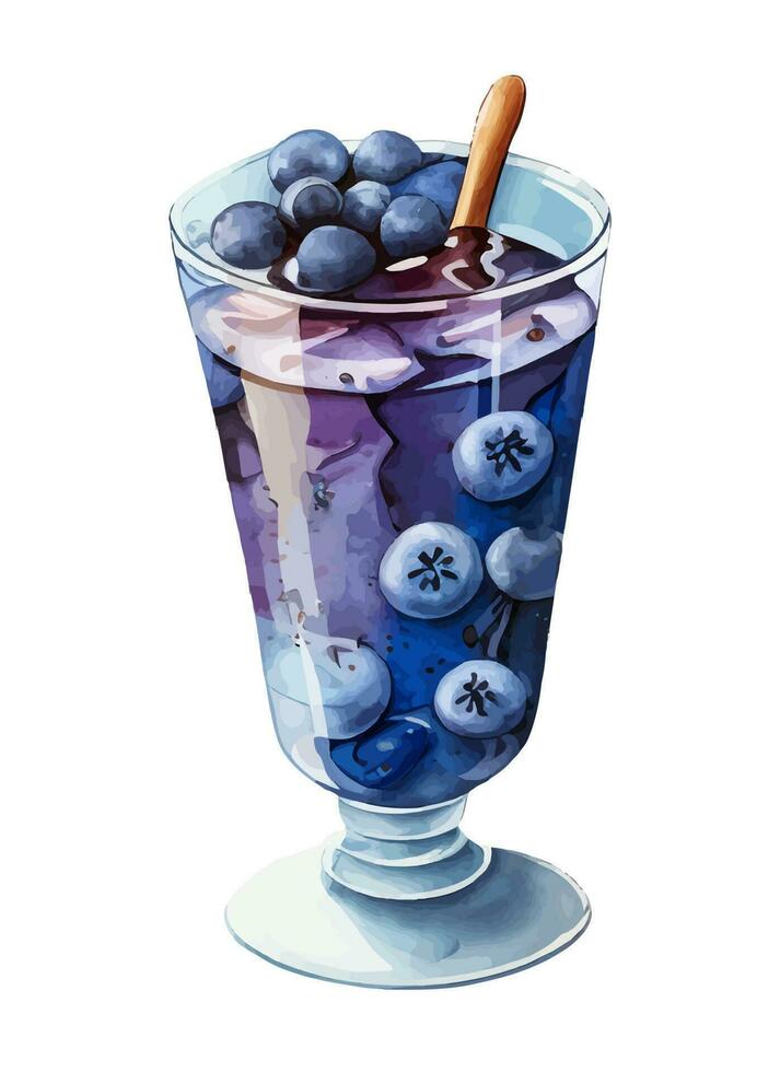 Vector, traced illustration illustration. Sweet dessert in realistic style with juicy blueberry. vector