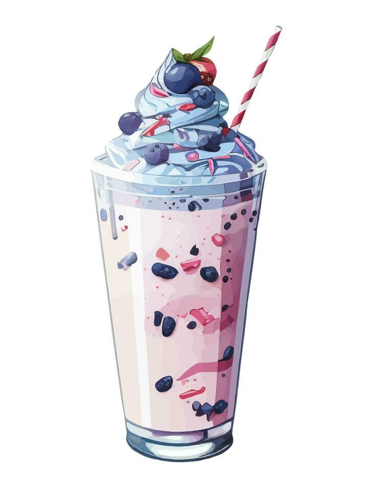 Vector, traced illustration illustration. Sweet dessert in realistic style with juicy blueberry. vector