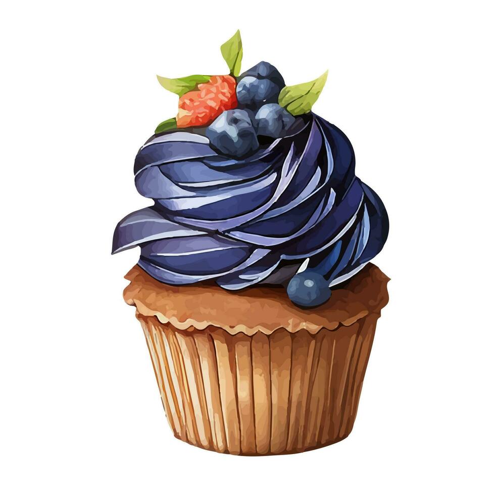 Vector, traced illustration illustration. Sweet dessert in realistic style with juicy blueberry. vector