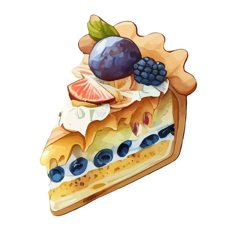 Vector, traced illustration illustration. Sweet dessert in realistic style with juicy blueberry. vector