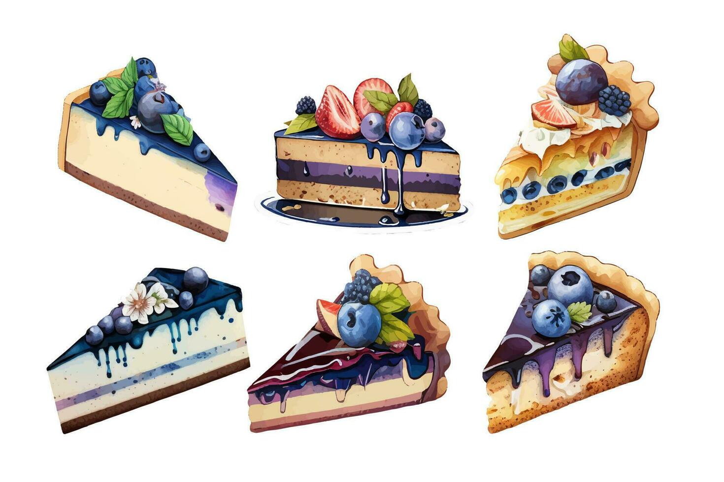 Vector, traced illustration illustration. Sweet dessert in realistic style with juicy blueberry. vector