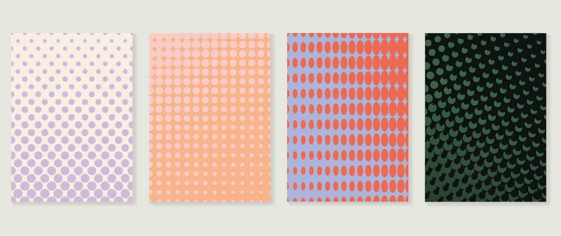 Abstract gradient background vector set. Minimalist style cover template with vibrant color, dot pattern, halftone collection. Ideal design for social media, poster, cover, banner, flyer, wall art.