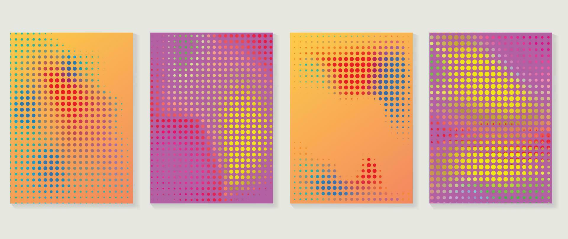 Abstract gradient background vector set. Minimalist style cover template with vibrant color, dot pattern, halftone collection. Ideal design for social media, poster, cover, banner, flyer, wall art.