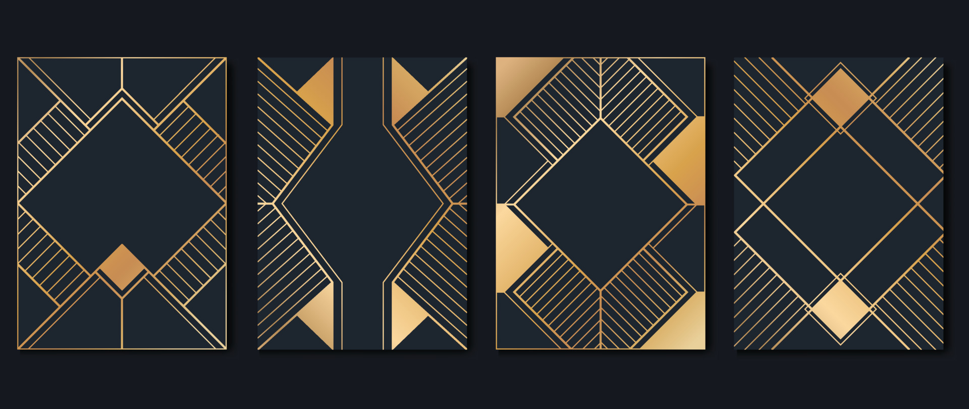 Luxury geometric pattern cover template. Set of art deco poster design
