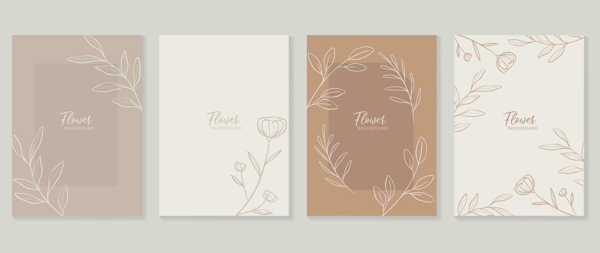 Minimal floral vector background cover. Plant hand drawn with copy space for text and line art tulip flower and leaf branch in pastel colors. Botanical design suitable for banner, cover, invitation.