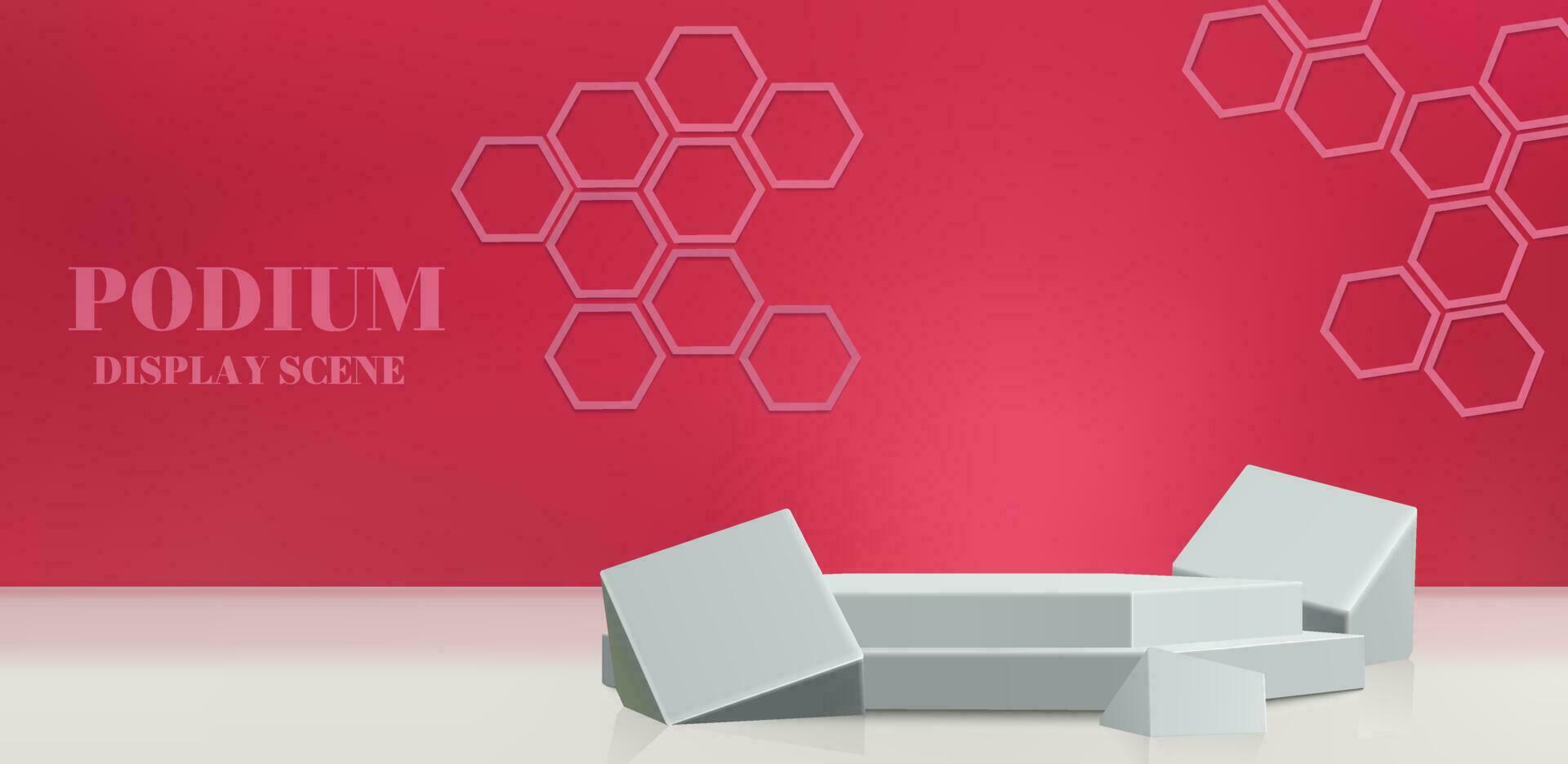 Podium platform display for showcasing promotions vector