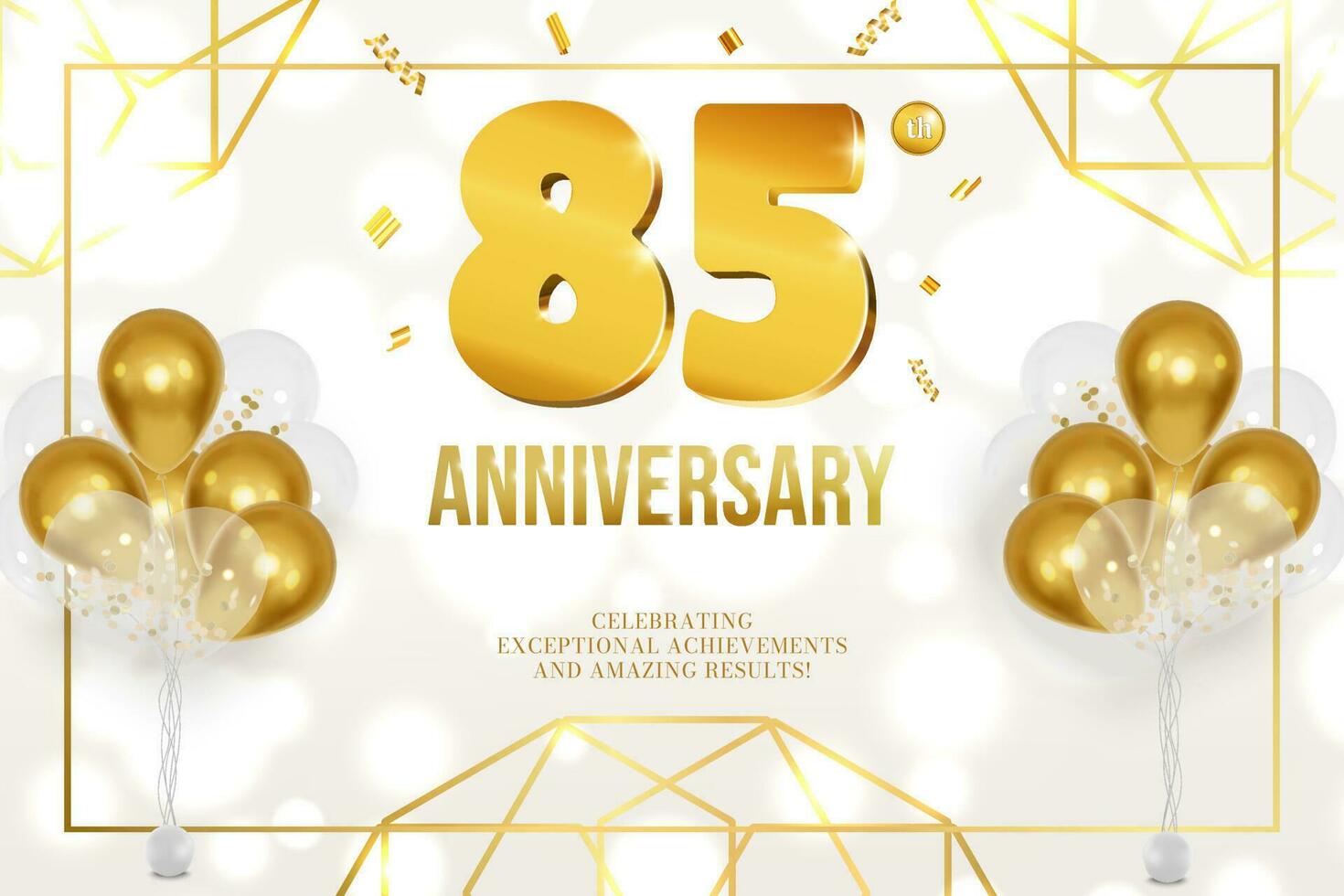 Anniversary celebration horizontal flyer golden letters and balloons 85 vector