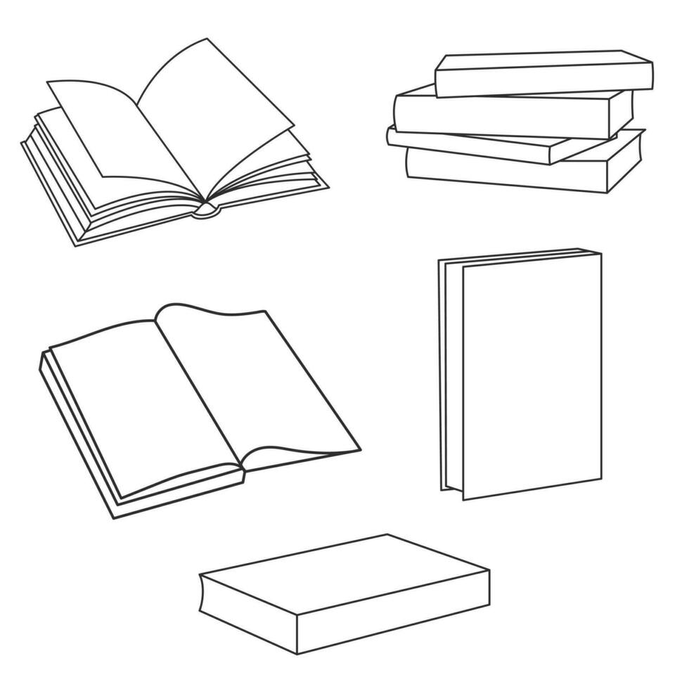 Set books icons in thin line style vector