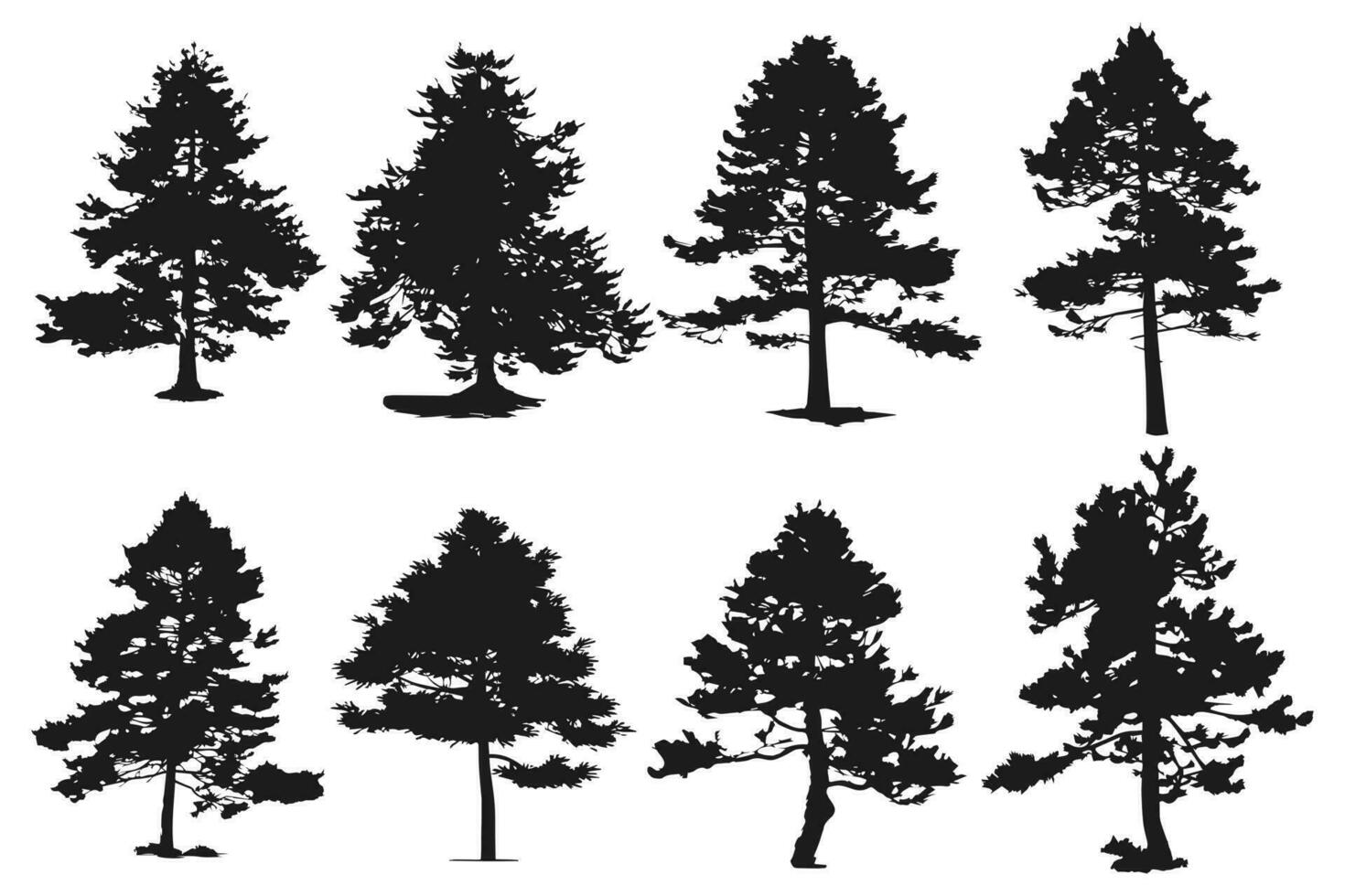 Set of silhouettes of realistic vector