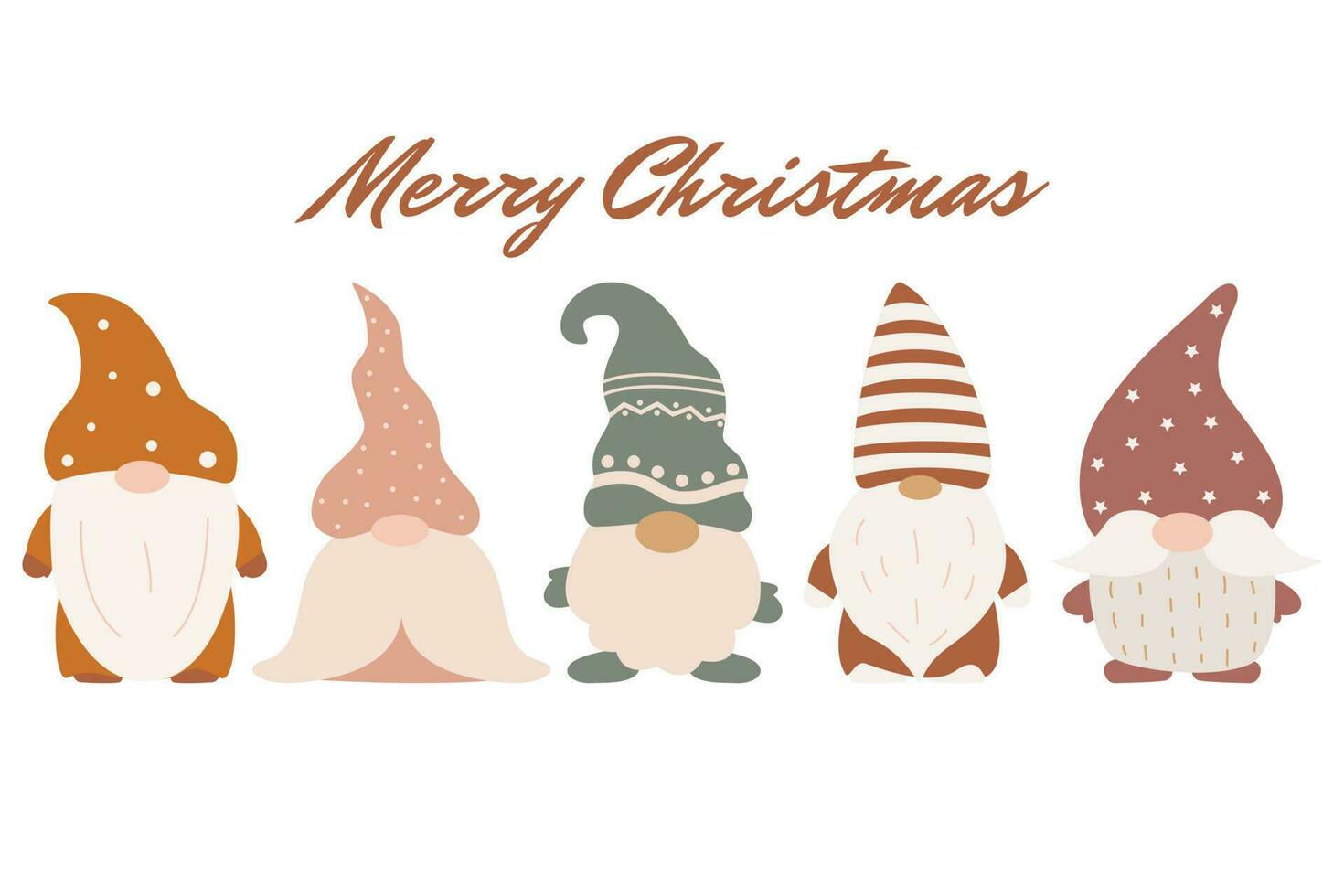 conjunto de linda Navidad gnomos pequeño Papa Noel claus personajes.vector ilustración en plano boho estilo. nórdico elemento diseño. escandinavo Navidad elfos vector