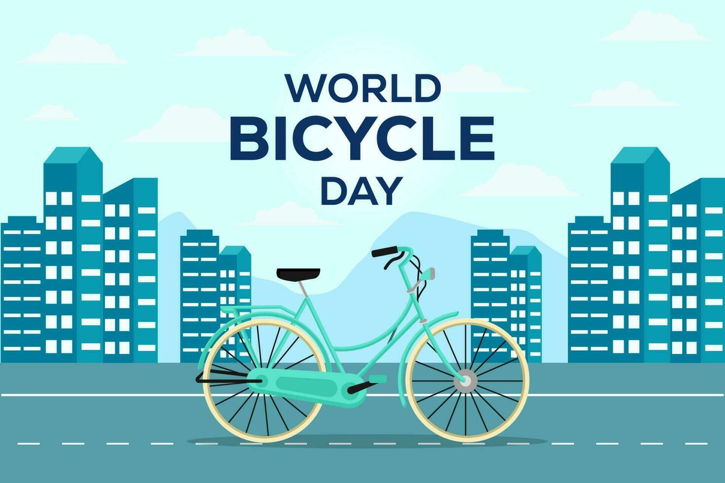 flat design world bicycle day background design vector
