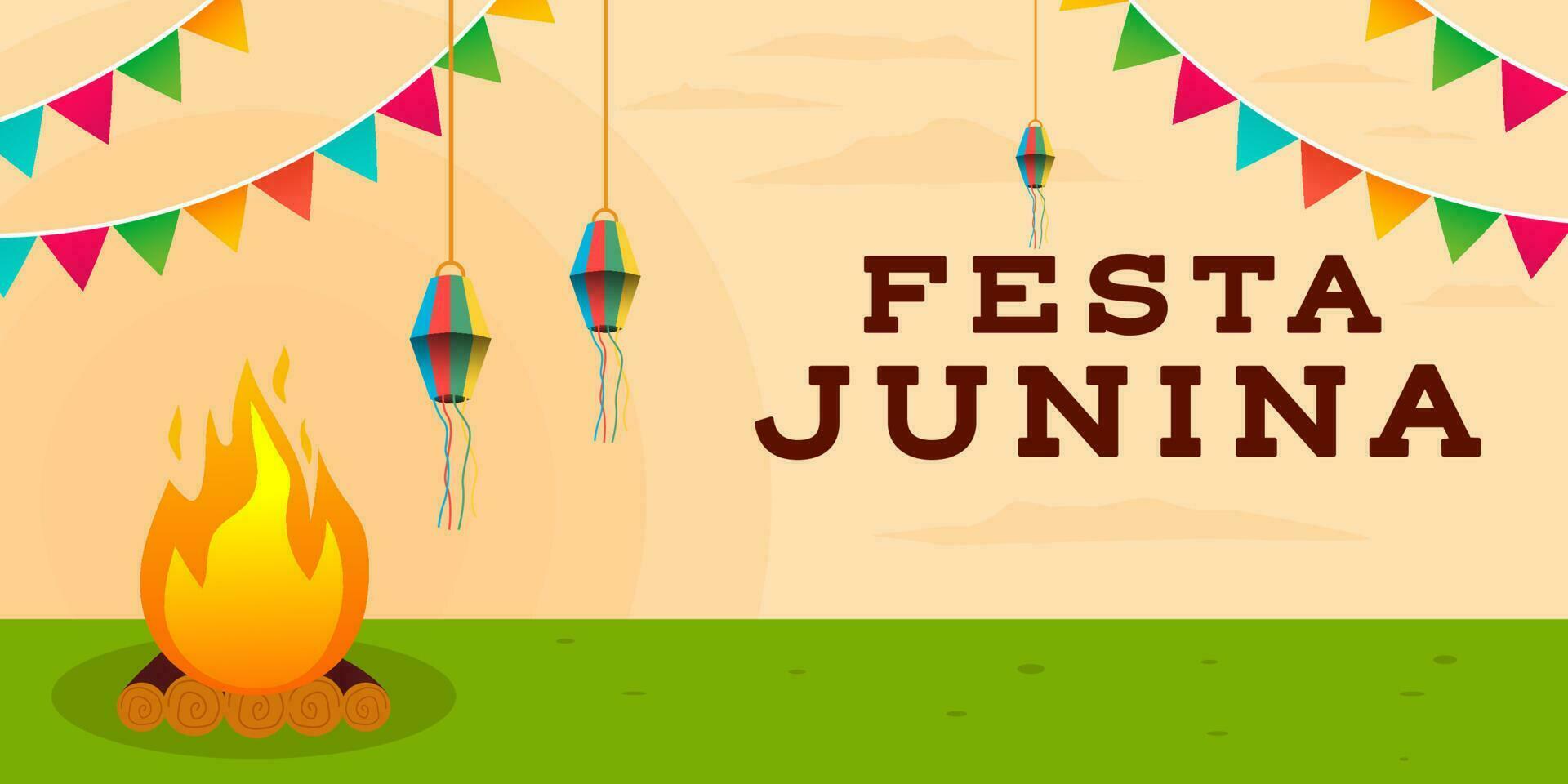 festa junina horizontal banner background in flat design vector