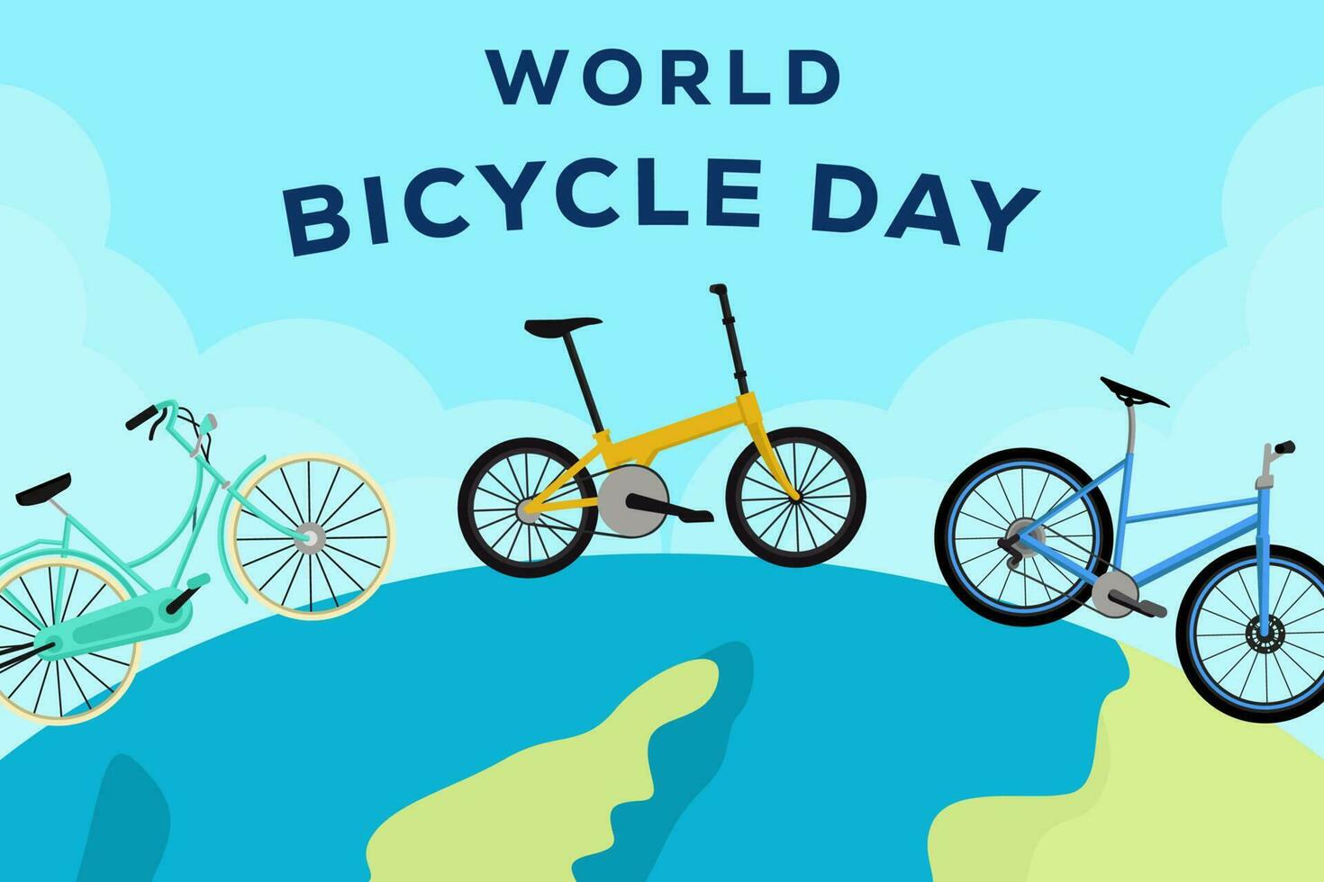 world bicycle day horizontal banner design vector