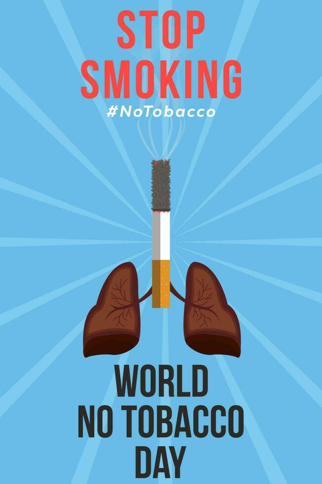 world no tobacco in flat design vertical poster with lungs and cigarette vector