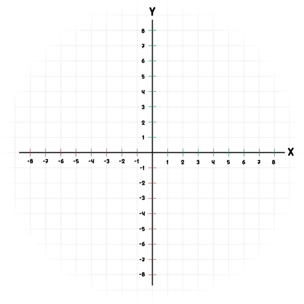 White graph paper with Blank cartesian coordinate with black x axis y axis lines on white background. Math scale template. vector