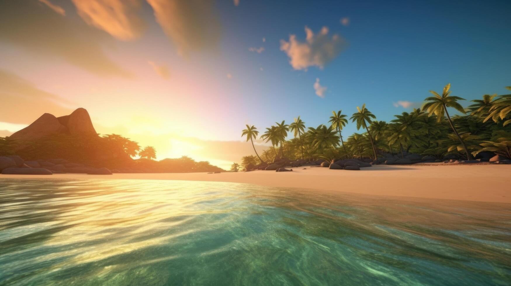 Tropical island background. Illustration photo