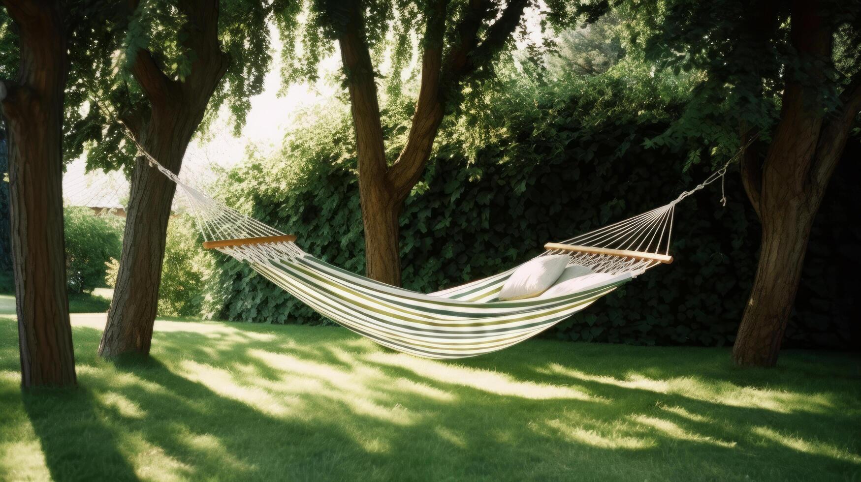 Hammock in garden. Illustration photo