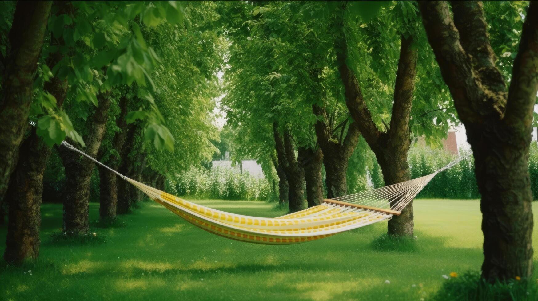 Hammock in garden. Illustration photo