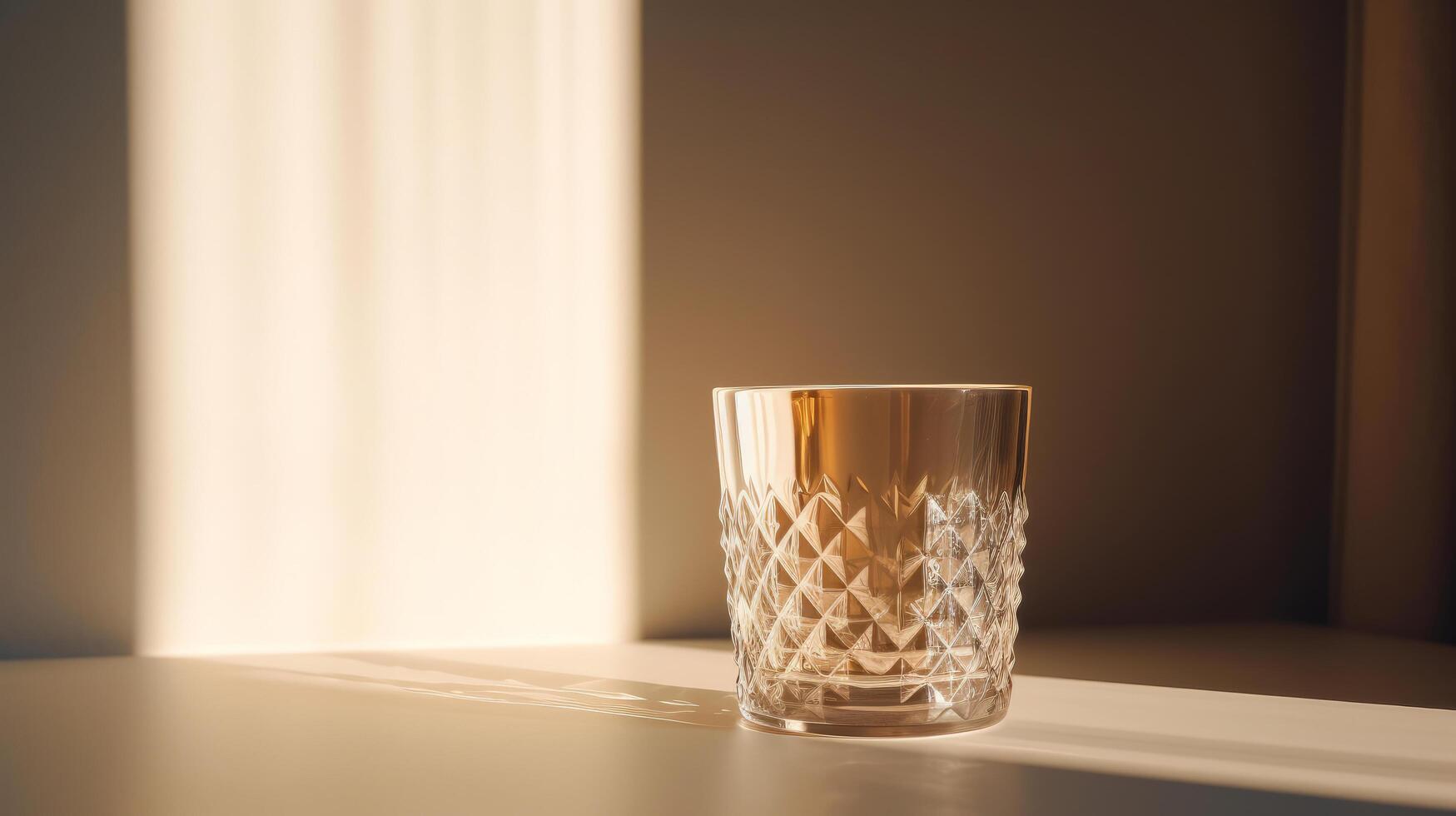 bohemio cristal vaso con espumoso luz de sol sombra ilustración ai generativo foto