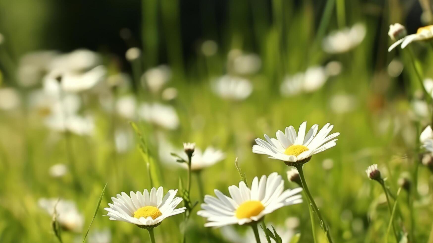 Chamomile meadow background. Illustration photo