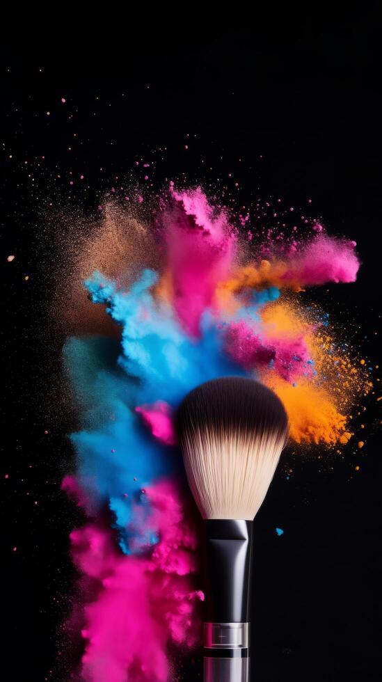 Makeup brush background. Illustration photo