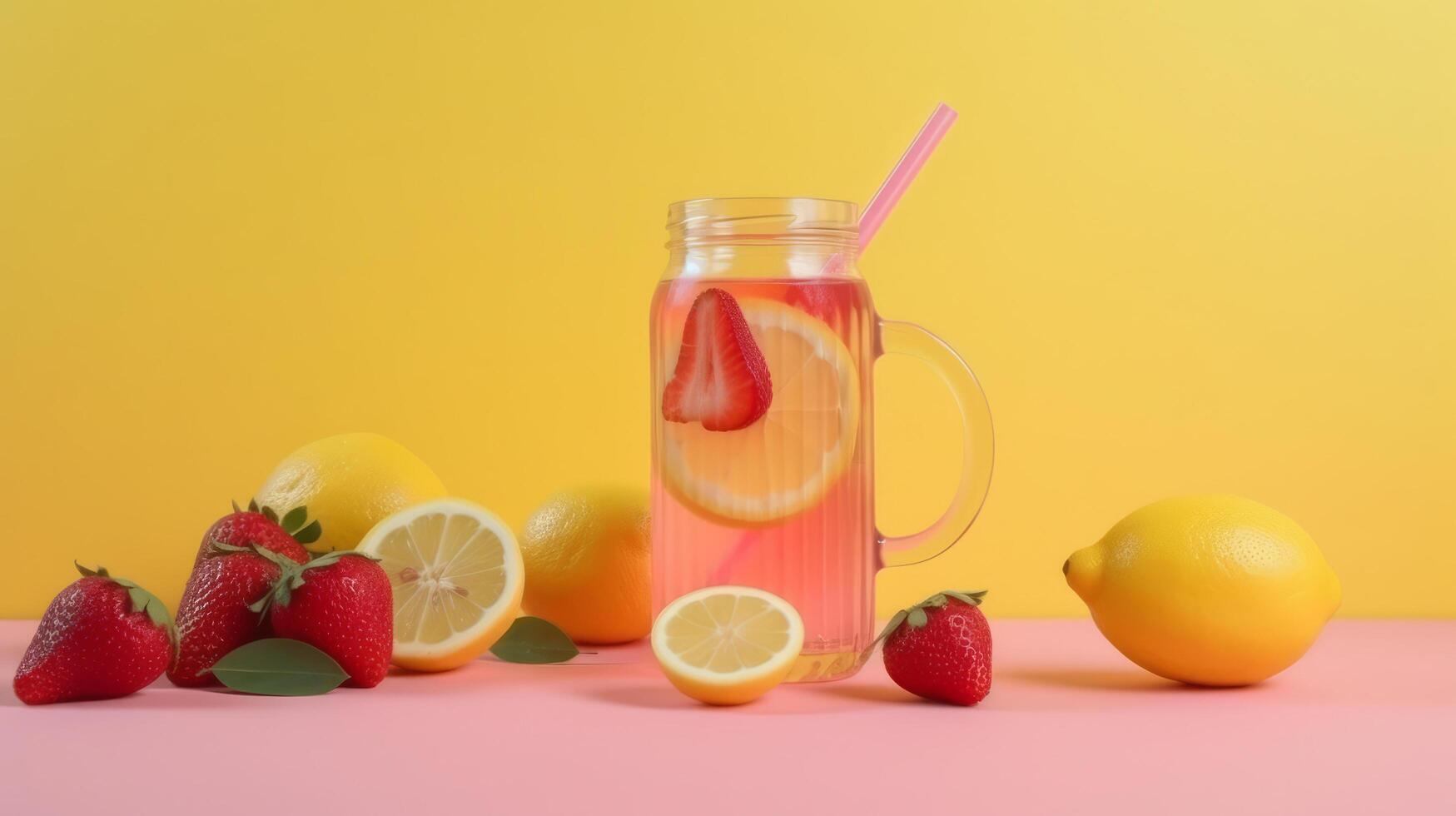 Strawberry lemonade. Illustration photo