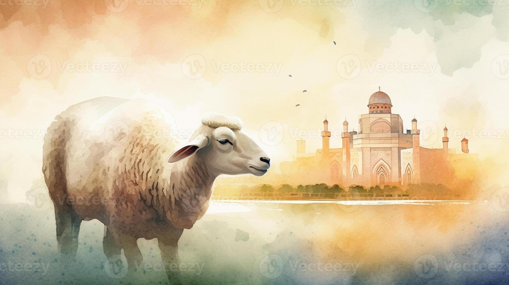 Eid al adha water color decoration photo