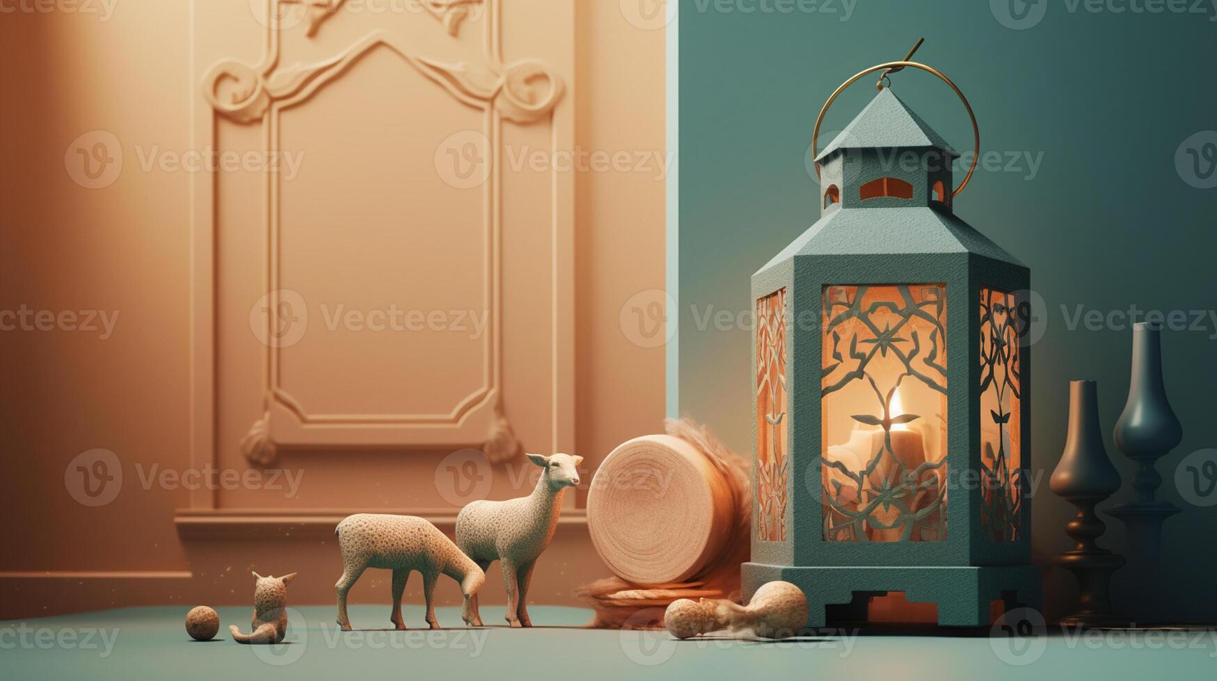 Lampe und ein Bild Rahmen sind auf Ramadan ai generiert 22433835