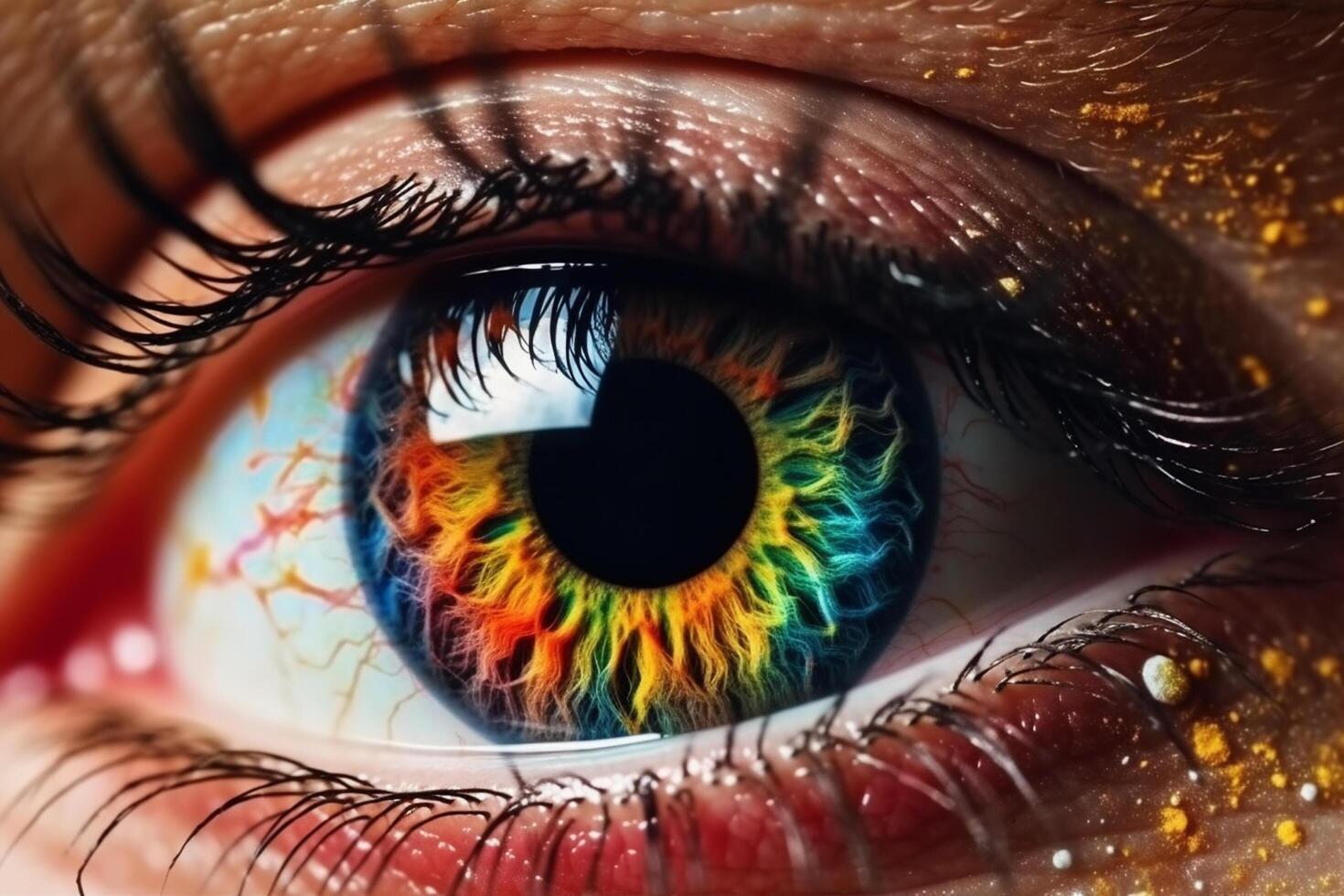 Close-up of a woman's eye with iris. Macro photo