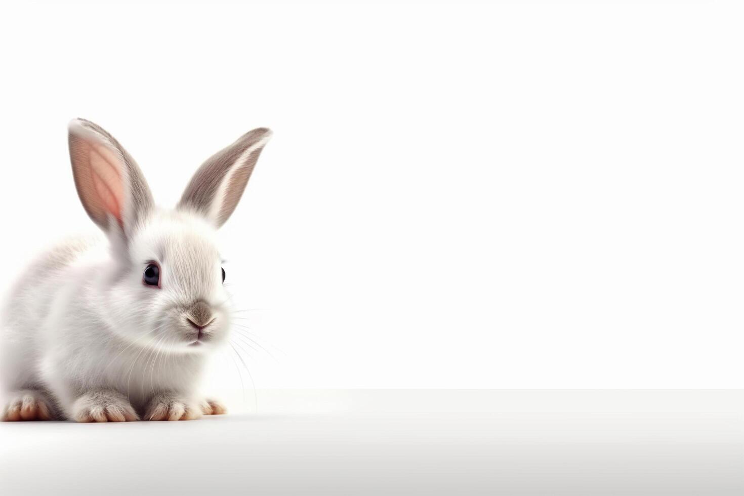 linda pequeño Conejo en blanco fondo, fiesta concepto. generativo ai foto