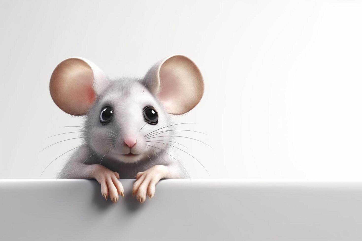 Cute white mouse white banner background photo