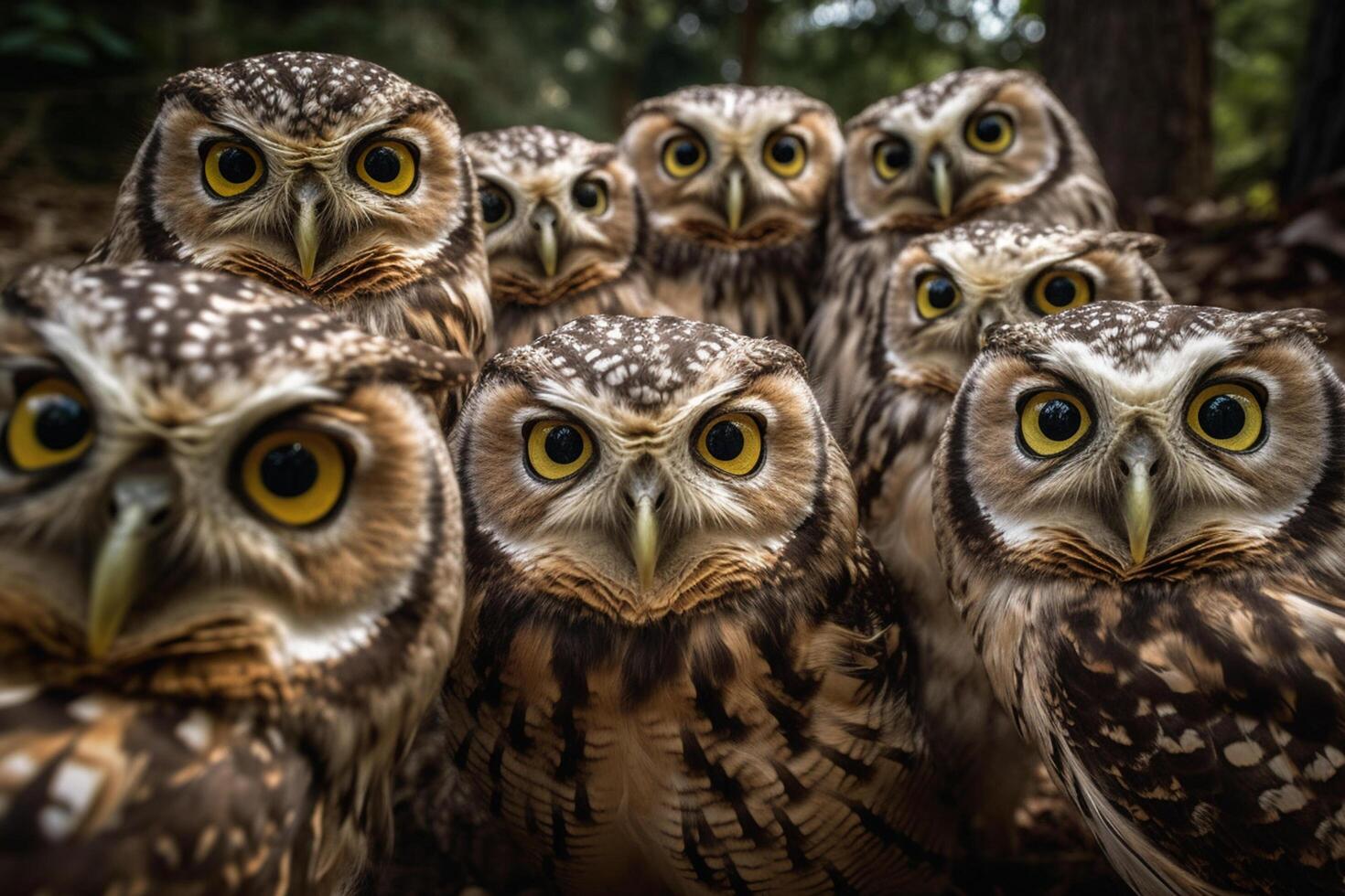 Owl group selfie photo