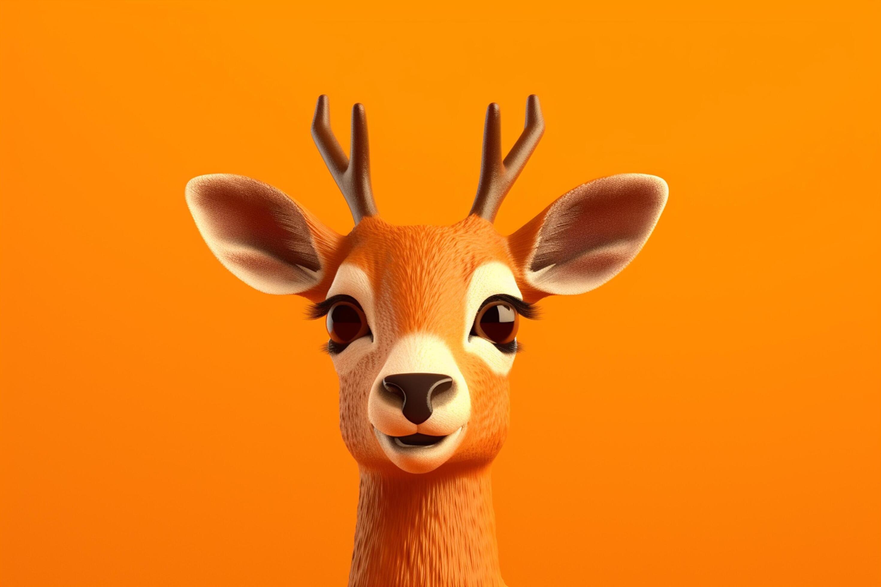 Cute deer isolated background. 3d rendering illustration. generative ai