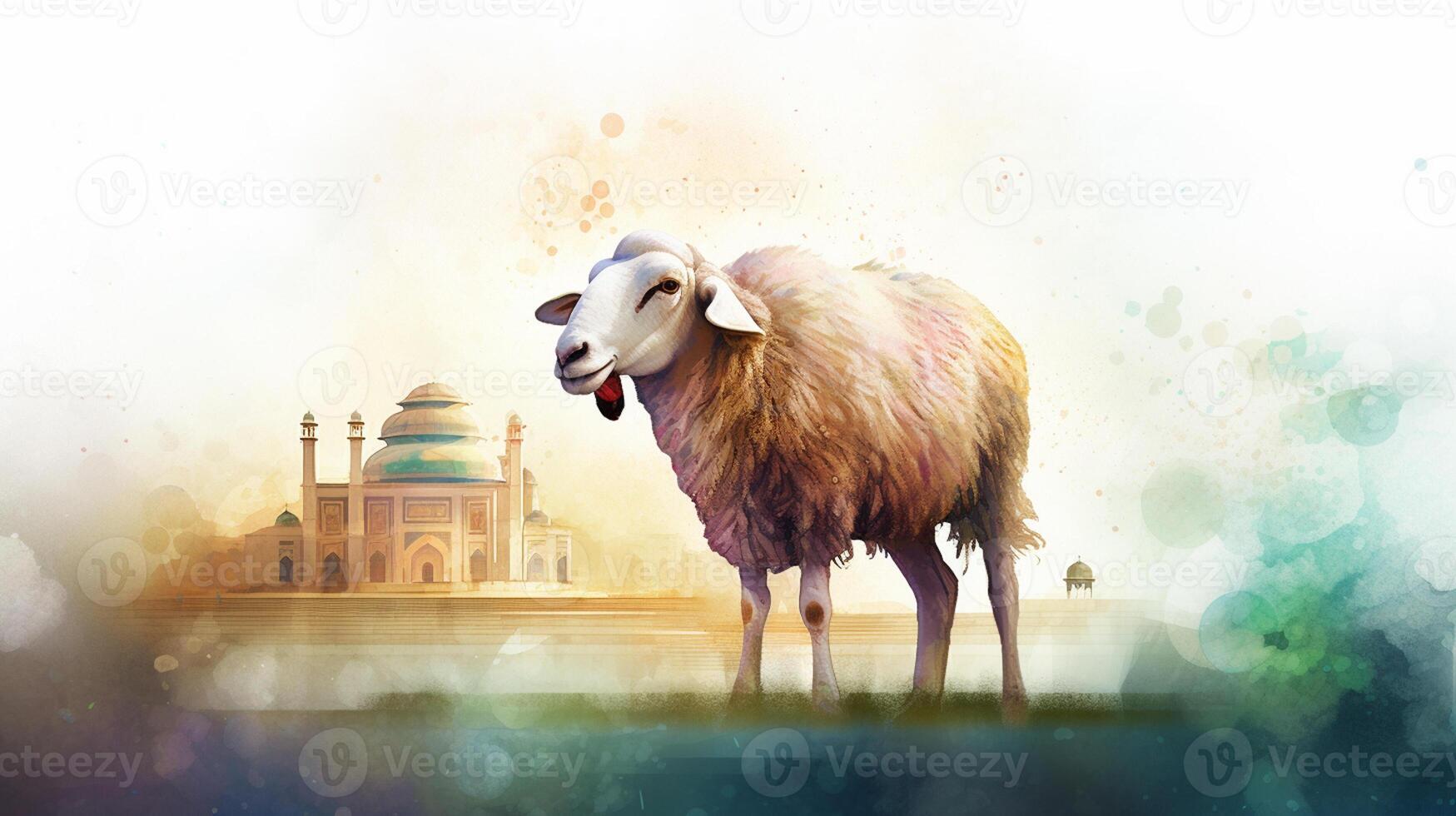 Eid al adha water color decoration photo