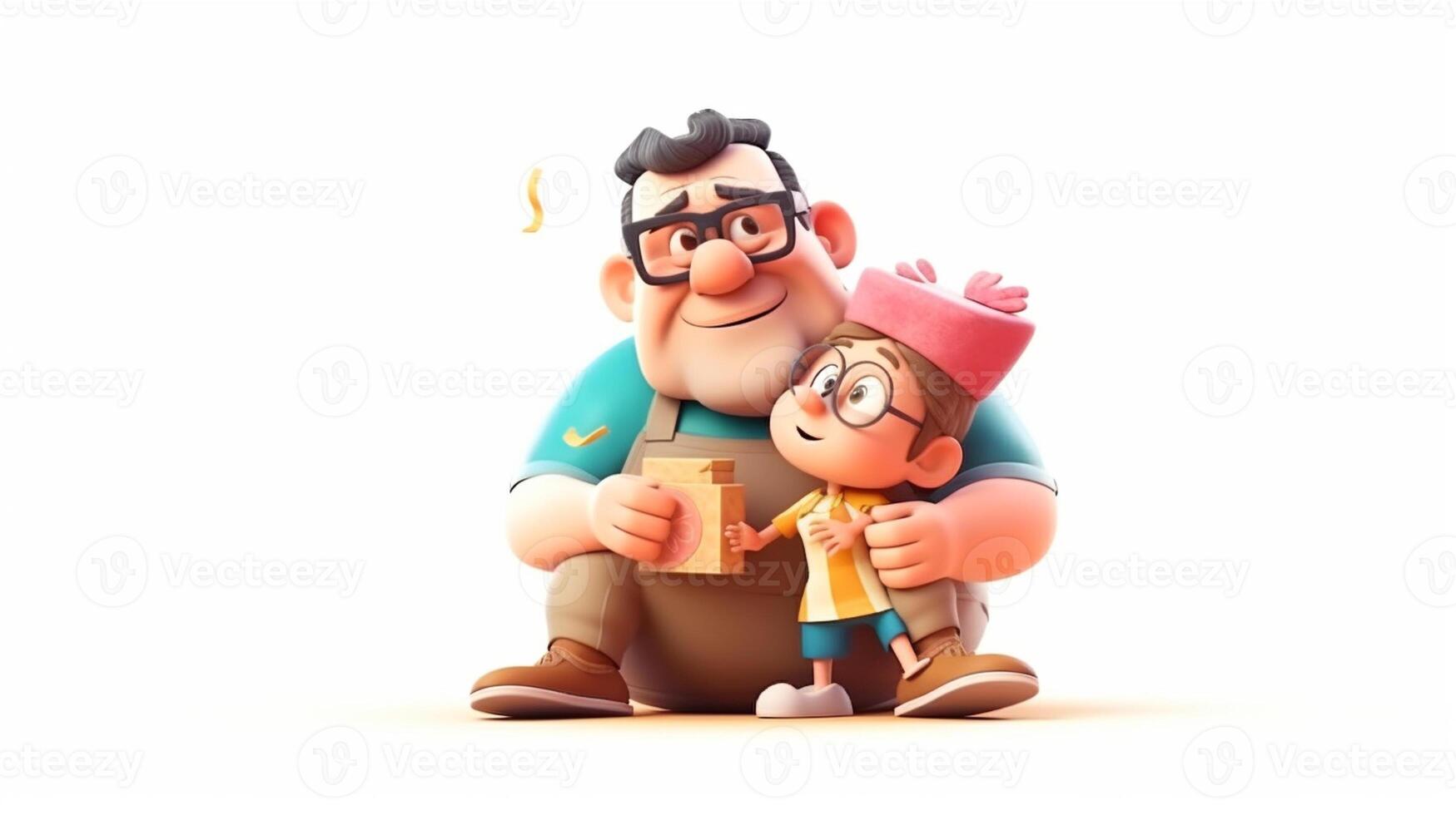 Happy father day, character cartoon on isolated background photo