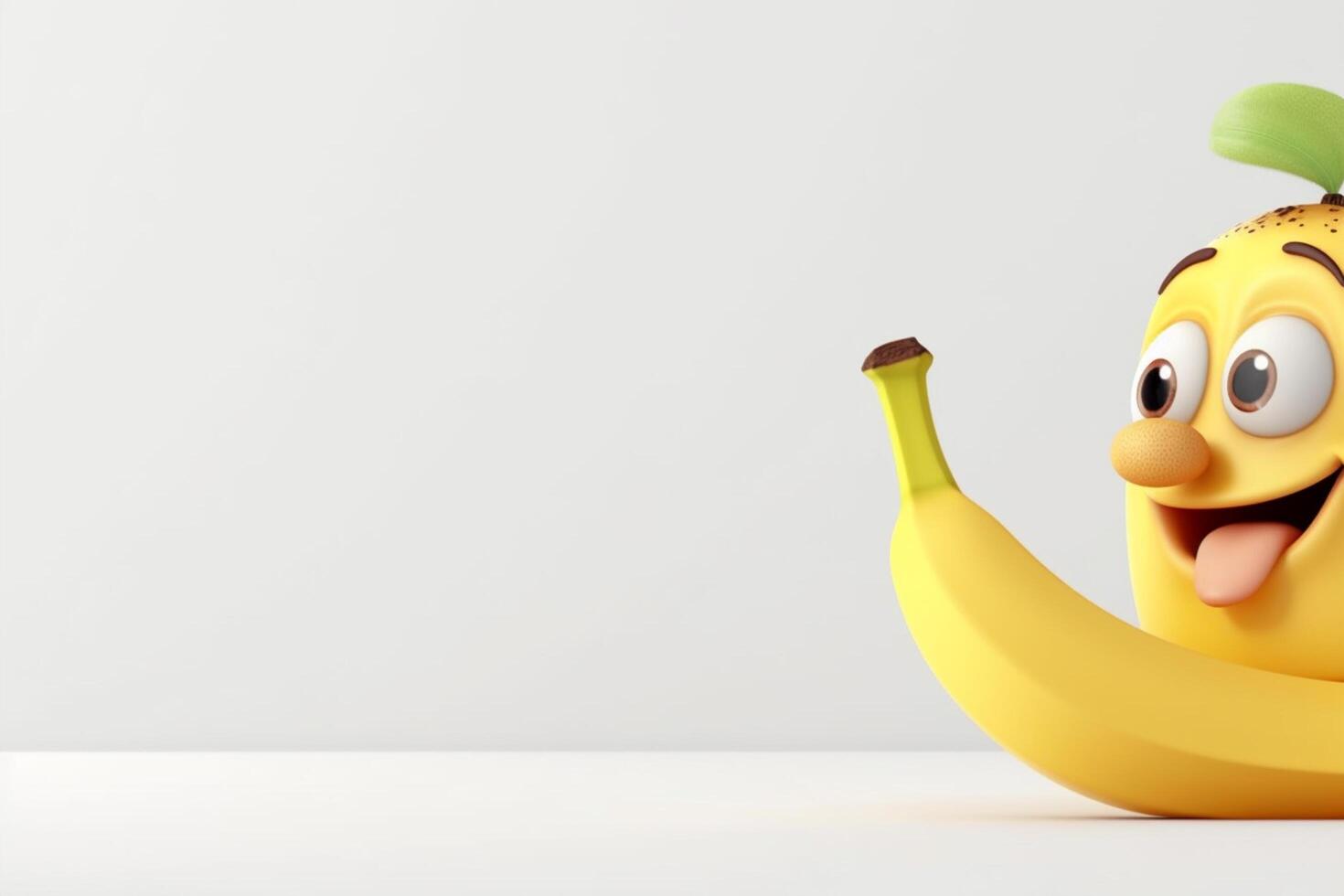 Funny banana character with big eyes on isolated background. 3d illustration photo