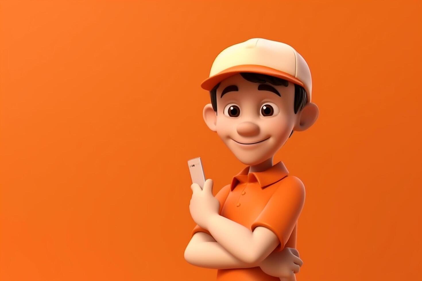 cute 3d cartoon on orange background photo