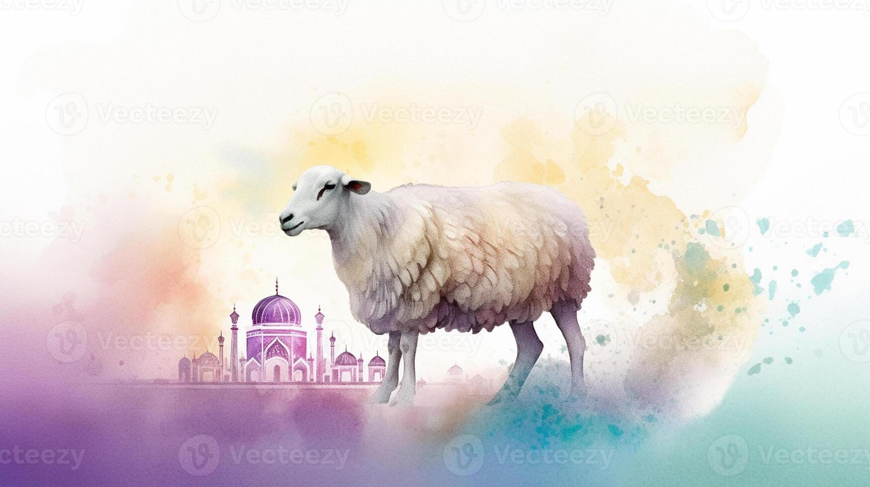 Eid al adha water color decoration photo