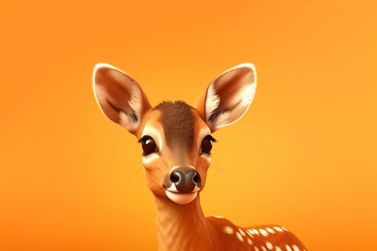 Cute deer on orange background with copy space for text. photo