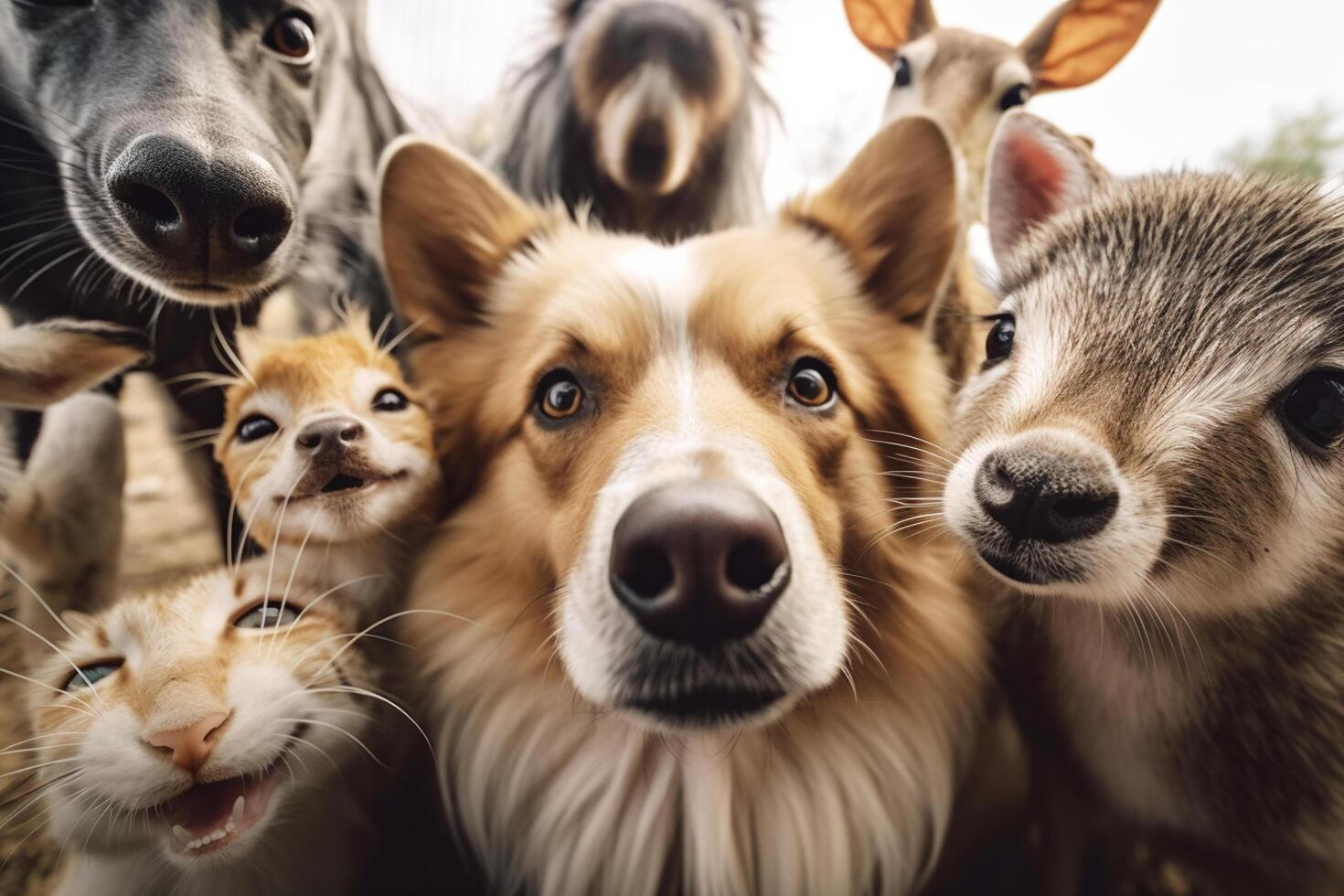 group of farm animals on a wooden background, top view, close-up photo