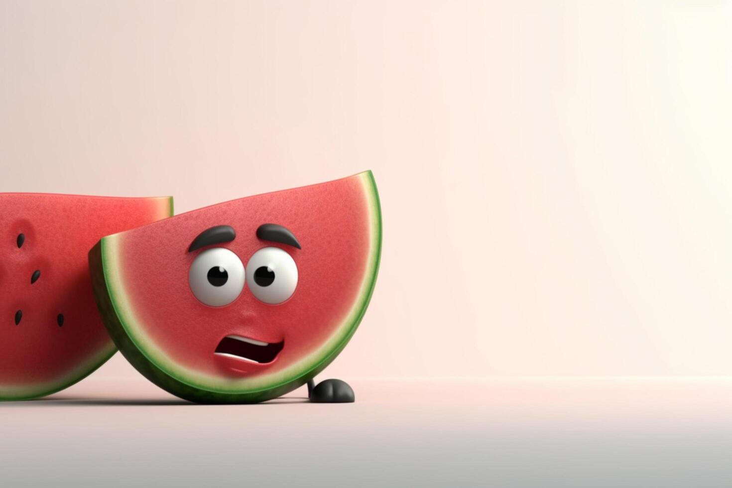 Cartoon watermelon character on white background. 3D illustration. photo